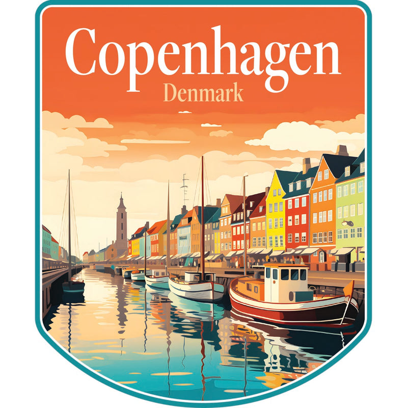 Copenhagen Denmark Souvenir Decoratve Flat Magnet or Sticker 2-Inch
