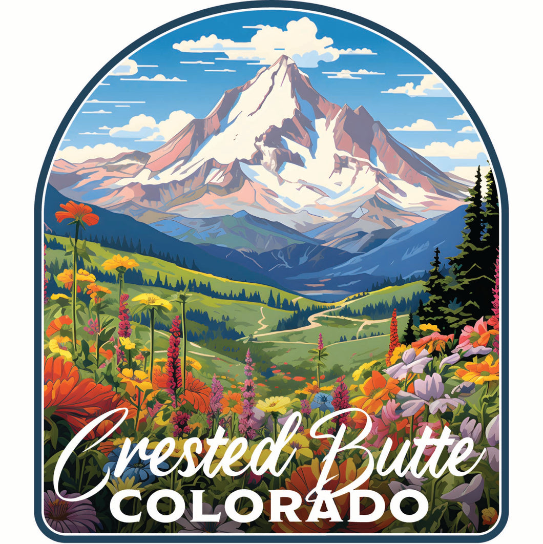 Crested Butte Mountain Colorado Wildflowers Design Souvenir Vinyl Decal Sticker 6-Inch