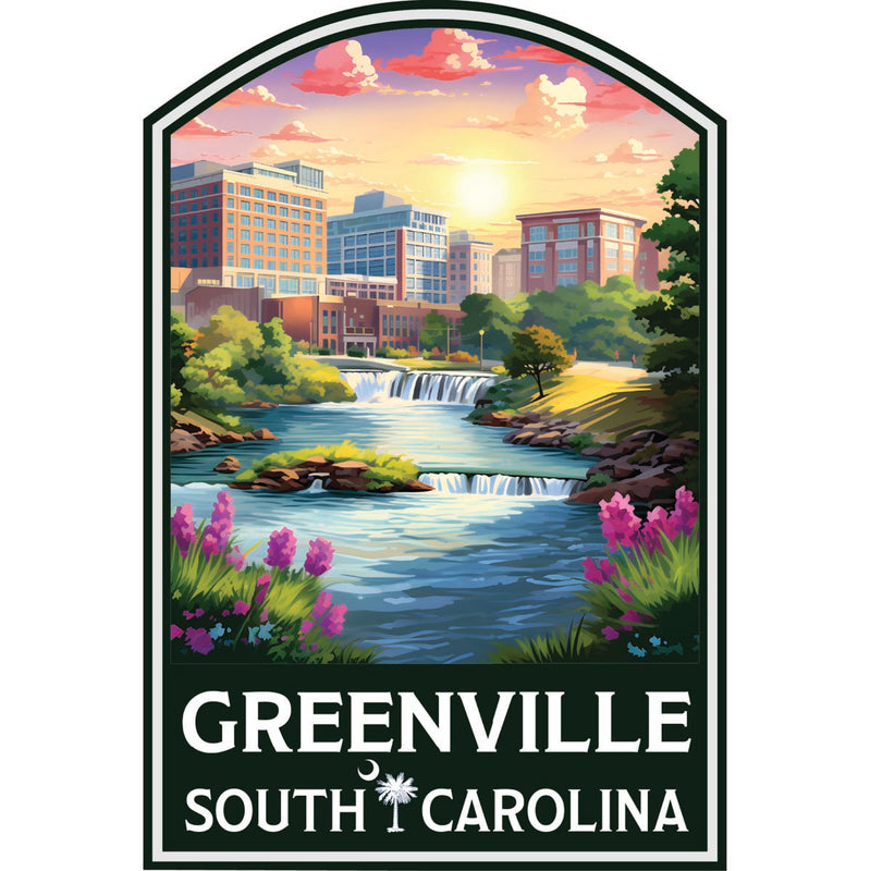Greenville South Carolina Souvenir Decoratve Flat Magnet or Sticker 2-Inch