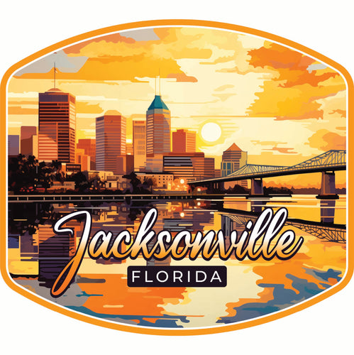 Jacksonville Florida Sunset Cityscape Design Souvenir Vinyl Decal Sticker 2-Inch