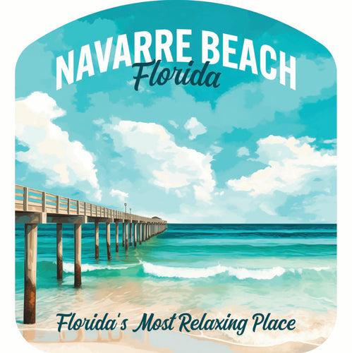 Navarre Beach Florida Pier Painting Design Souvenir Vinyl Decal Sticker 2-Inch