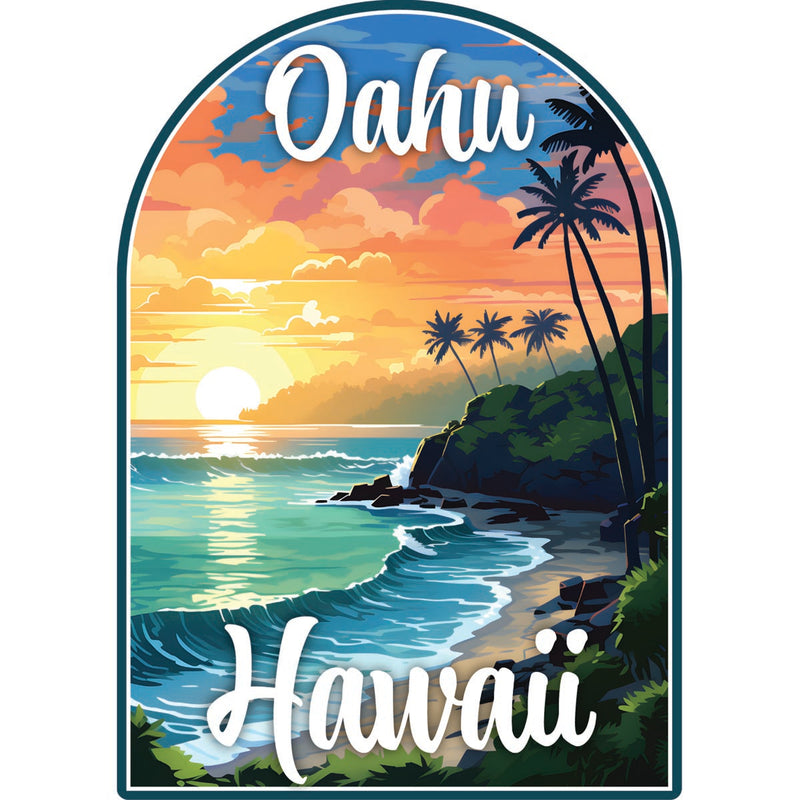 Oahu Hawaii Souvenir Decoratve Flat Magnet or Sticker 2-Inch
