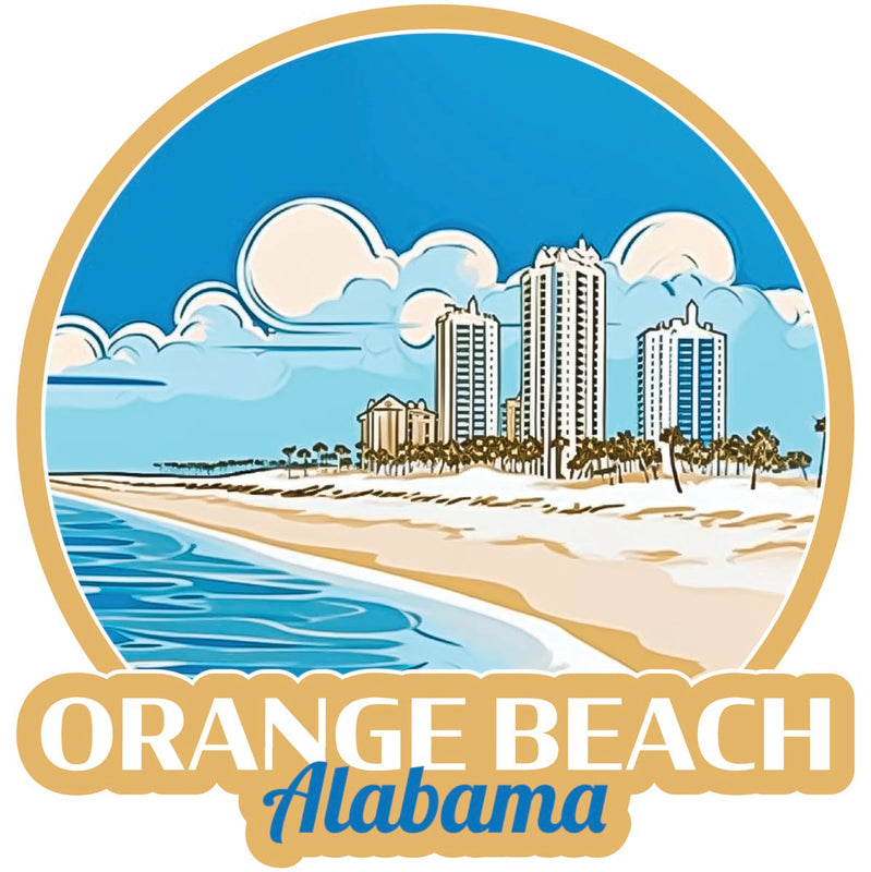 Orange Beach Alabama Souvenir Decoratve Flat Magnet or Sticker 2-Inch