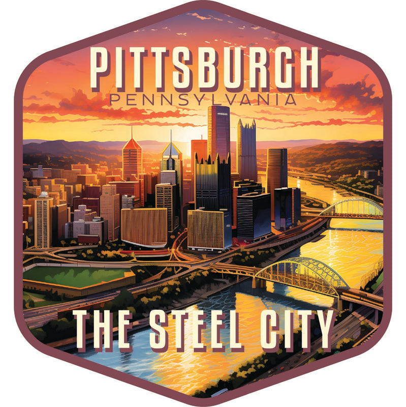Pittsburgh Pennsylvania Souvenir Decoratve Flat Magnet or Sticker 2-Inch