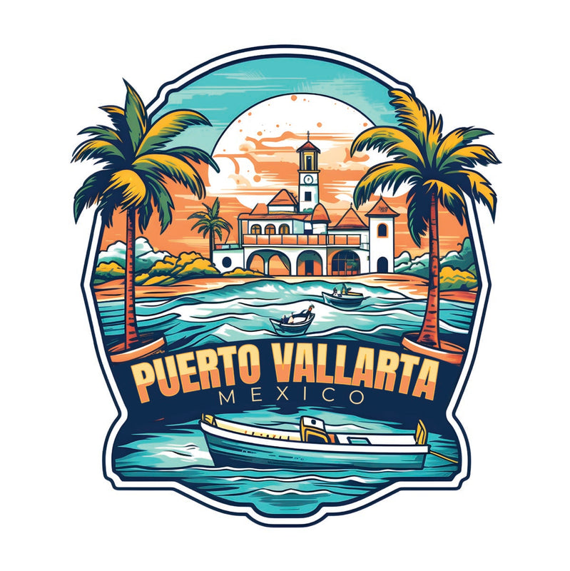 Puerto Vallarta Mexico Souvenir Decoratve Flat Magnet or Sticker 2-Inch