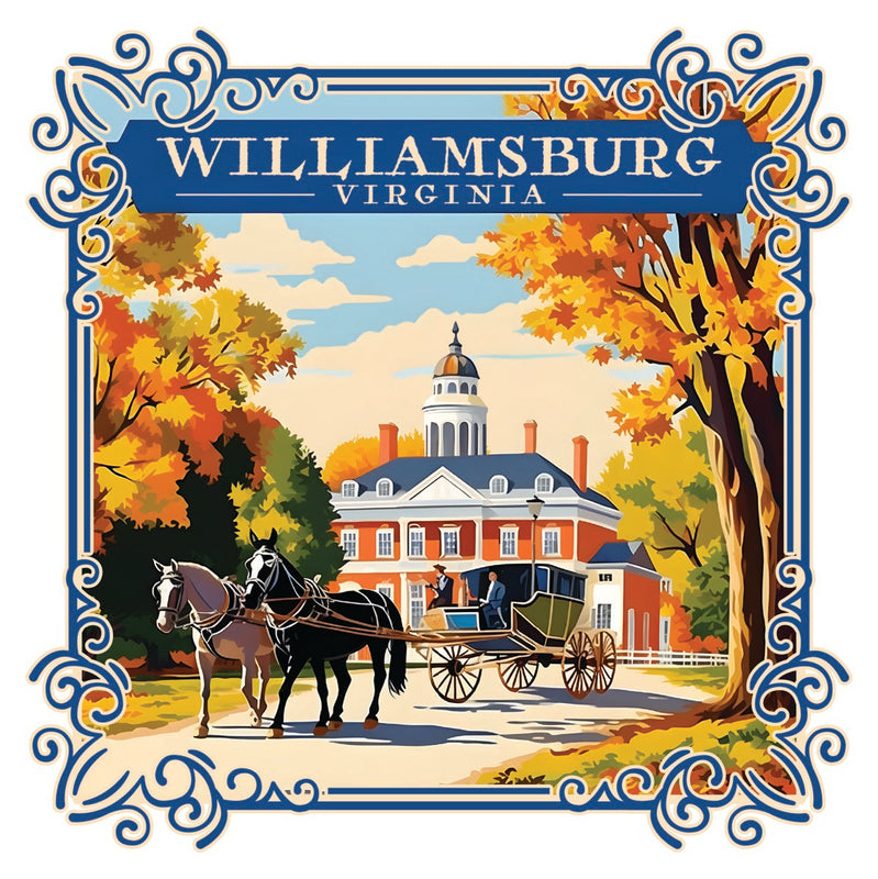Williamsburg Virginia Souvenir Decoratve Flat Magnet or Sticker 2-Inch