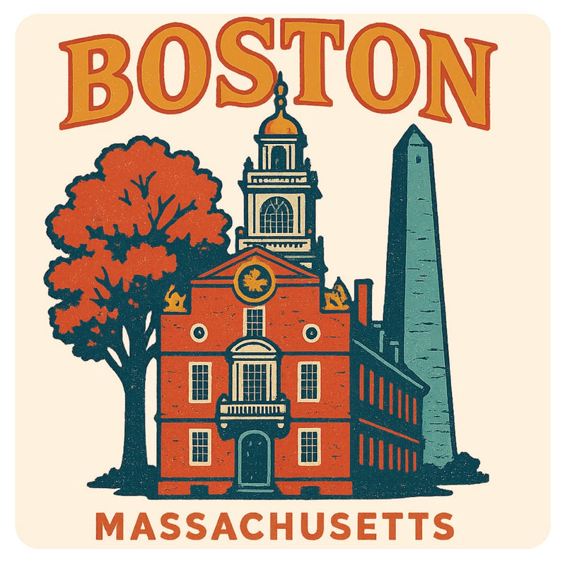 Boston Massachusetts Vintage Design Souvenir Decorative Flat Magnet or ...