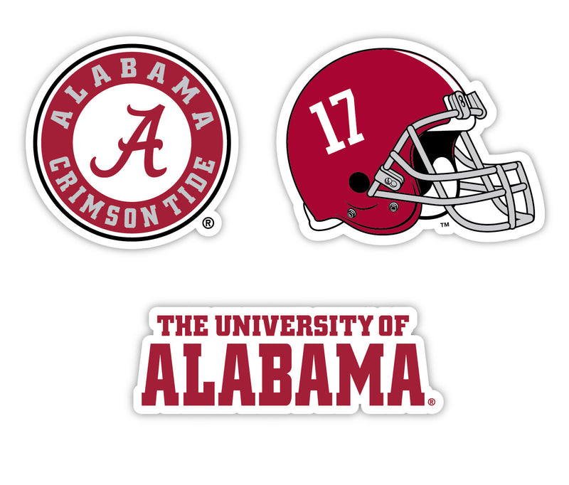 Alabama Crimson Tide Vinyl Decal Sticker 3 Pack 4-Inch Each Officially Licensed Collegiate Product 