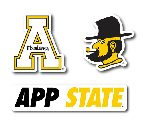 Appalachian State Vinyl Decal Sticker 3 Pack 4-Inch Each Officially Licensed Collegiate Product 