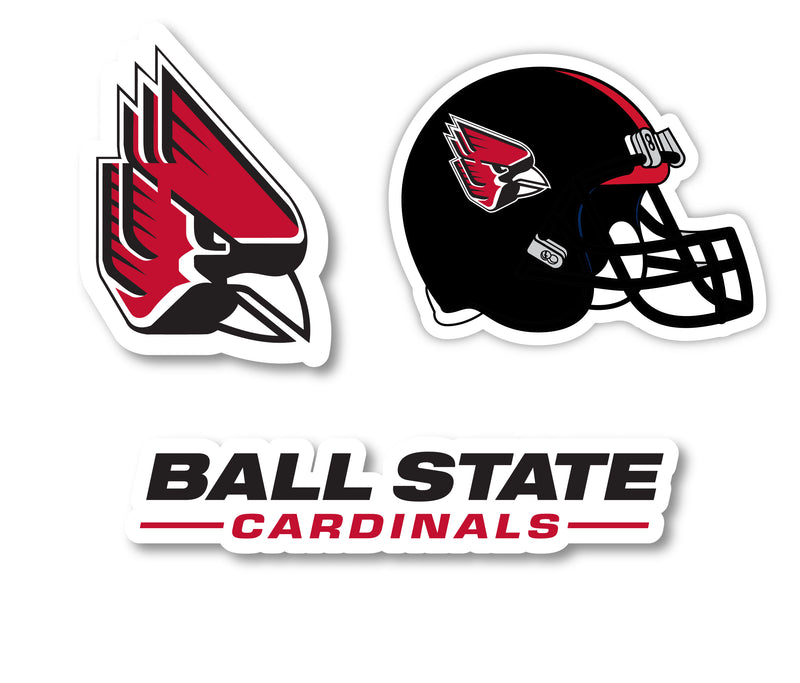 Ball State University Vinyl Decal Sticker 3 Pack 4-Inch Each Officially Licensed Collegiate Product 