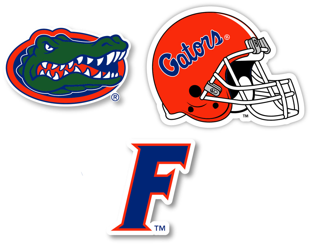 Florida Gators Vinyl Decal Sticker 3 Pack 4-Inch Each Officially Licensed Collegiate Product 