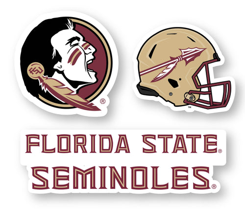 Florida State Seminoles Vinyl Decal Sticker 3 Pack 4-Inch Each Officially Licensed Collegiate Product 