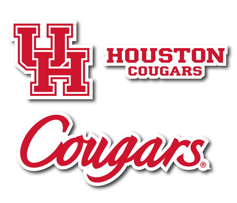University of Houston Vinyl Decal Sticker 3 Pack 4-Inch Each Officially Licensed Collegiate Product 