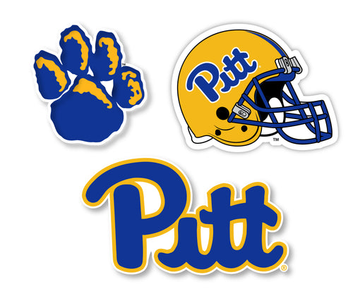 Pittsburgh Panthers Vinyl Decal Sticker 3 Pack 4-Inch Each Officially Licensed Collegiate Product 