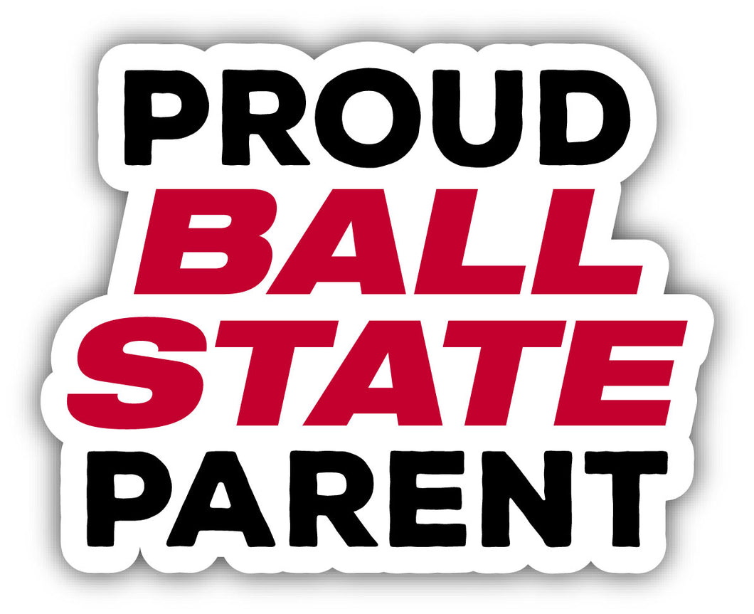 Ball State University 4-Inch Proud Parent 4-Pack NCAA Vinyl Sticker - Durable School Spirit Decal