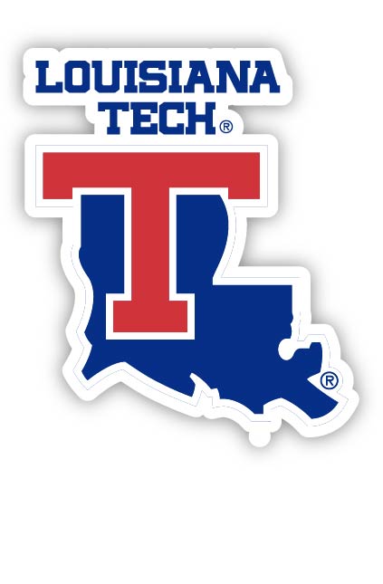 Louisiana Tech Bulldogs 4-Inch State Shape Vinyl Decal Sticker Officially Licensed Collegiate Product Single
