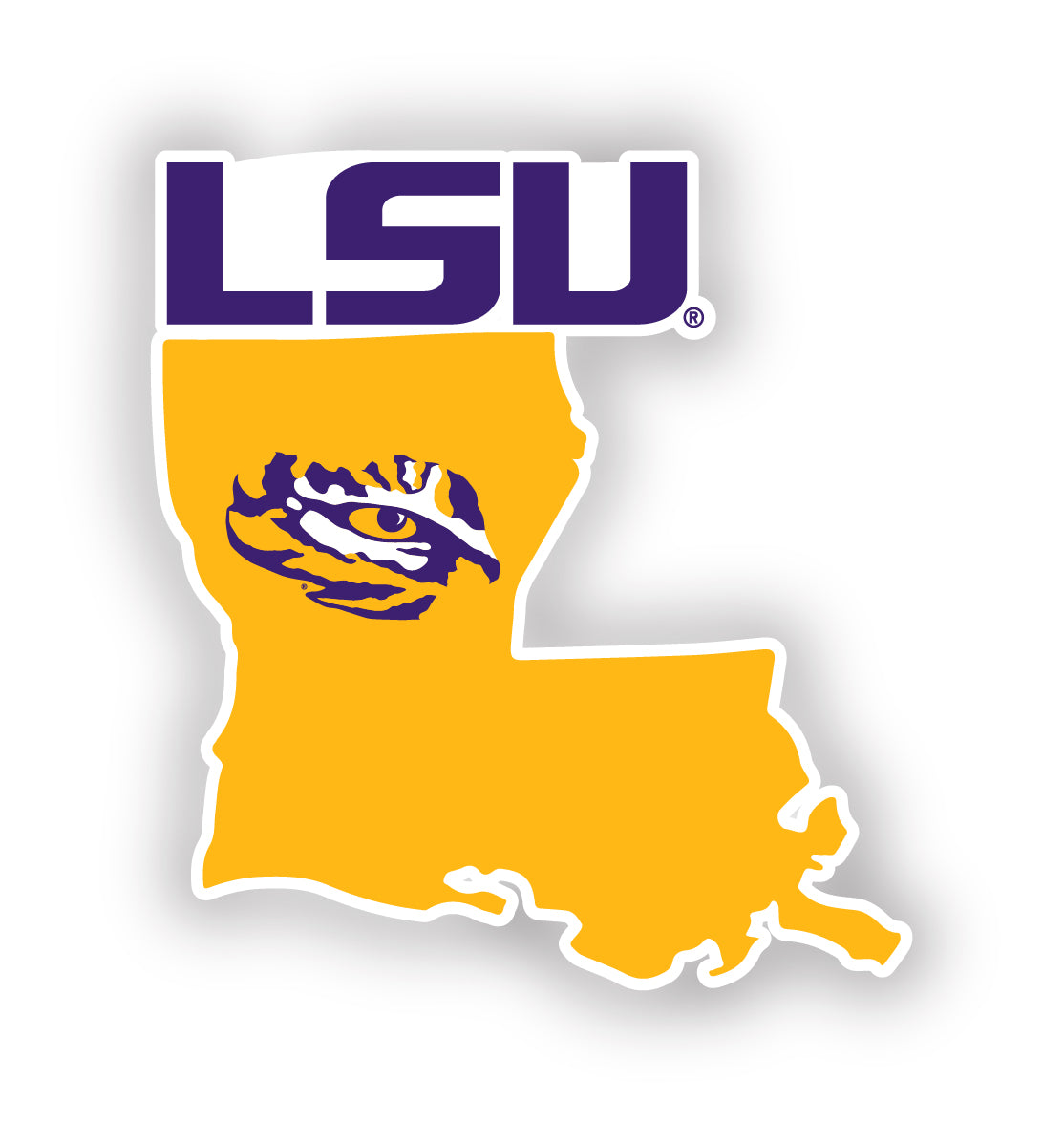 LSU Tigers 4-Inch State Shape Vinyl Decal Sticker Officially Licensed ...