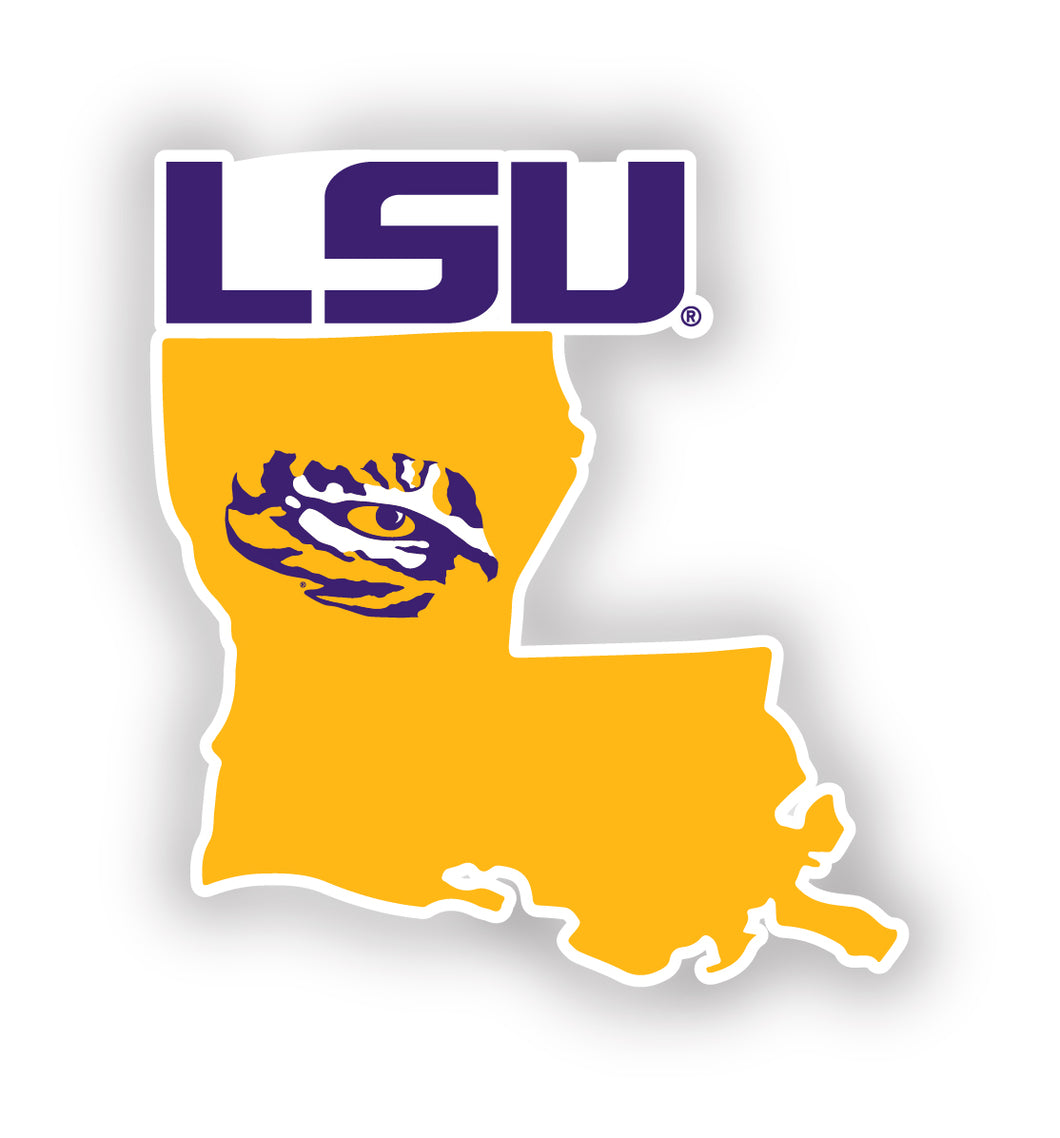 LSU Tigers 4-Inch State Shape Vinyl Decal Sticker Officially Licensed Collegiate Product Single