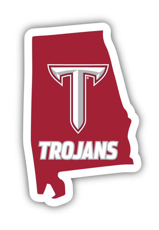 Troy University 4-Inch State Shape Vinyl Decal Sticker Officially Licensed Collegiate Product 4-Pack