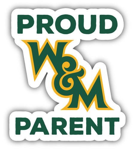William and Mary 4-Inch Proud Parent 4-Pack NCAA Vinyl Sticker - Durable School Spirit Decal
