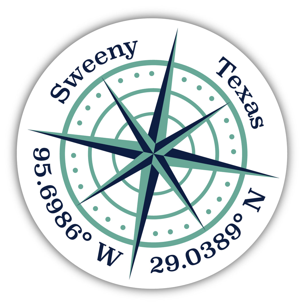 Sweeny Texas Souvenir Compass Die Cut Flat Magnet