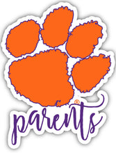 Load image into Gallery viewer, Clemson Tigers 4-Inch Custom Proud Parents NCAA Vinyl Decal Sticker for Fans, Students, and Alumni
