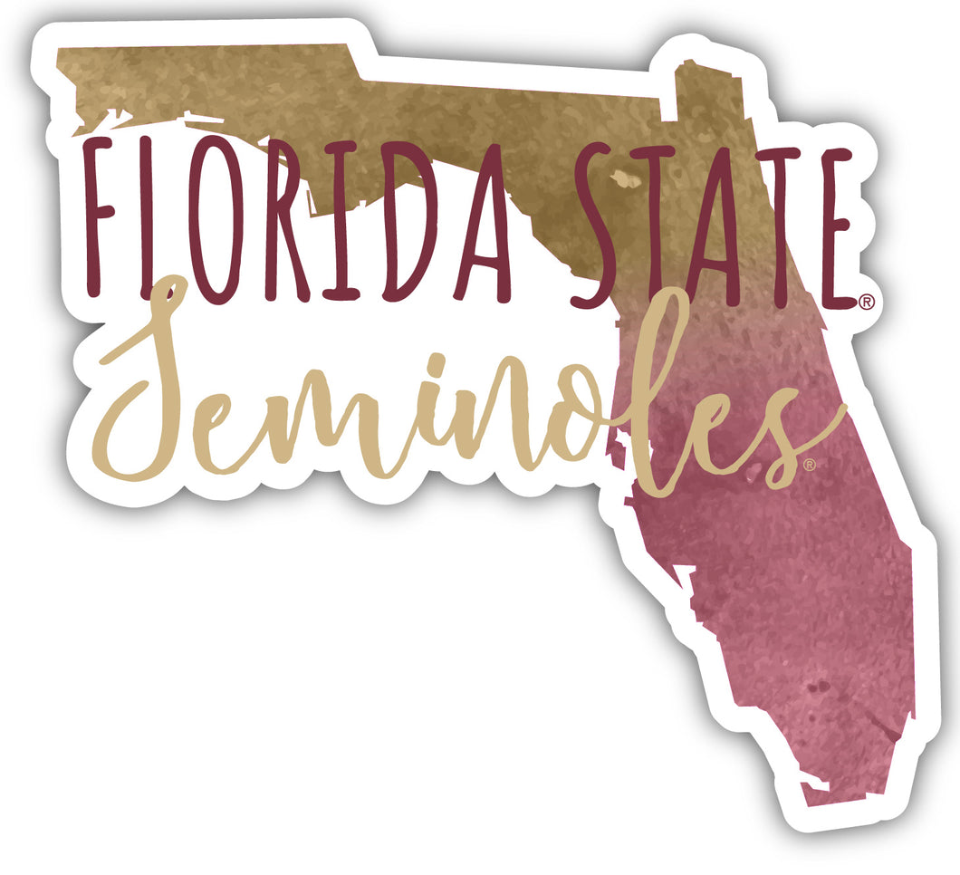 Florida State Seminoles 4-Inch Watercolor State Shaped NCAA Vinyl Decal Sticker for Fans, Students, and Alumni