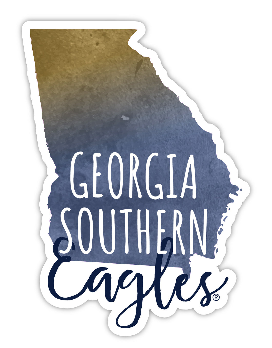 Georgia Southern Eagles 4-Inch Watercolor State Shaped NCAA Vinyl Decal Sticker for Fans, Students, and Alumni