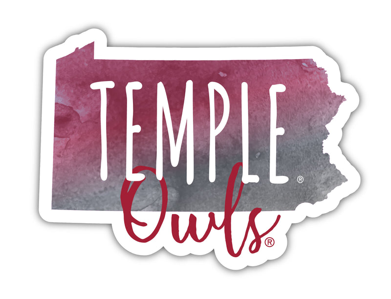 Temple University Watercolor State Die Cut Decal 4-Inch Officially Licensed Collegiate Product