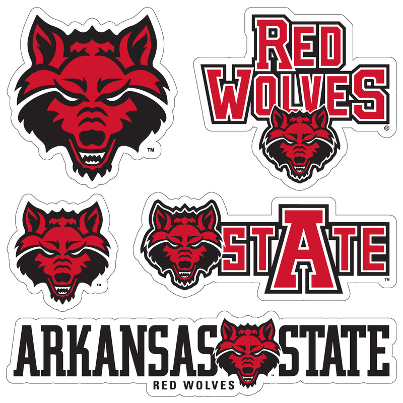Arkansas State Officially Licensed College Sticker Multipack - School Spirit Decal Set 5-Pack