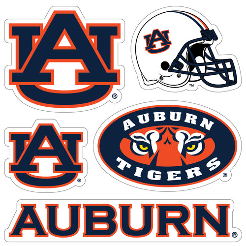 Auburn Tigers Officially Licensed College Sticker Multipack - School Spirit Decal Set 5-Pack