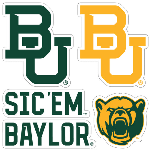 Baylor Bears Officially Licensed College Sticker Multipack - School Spirit Decal Set 5-Pack