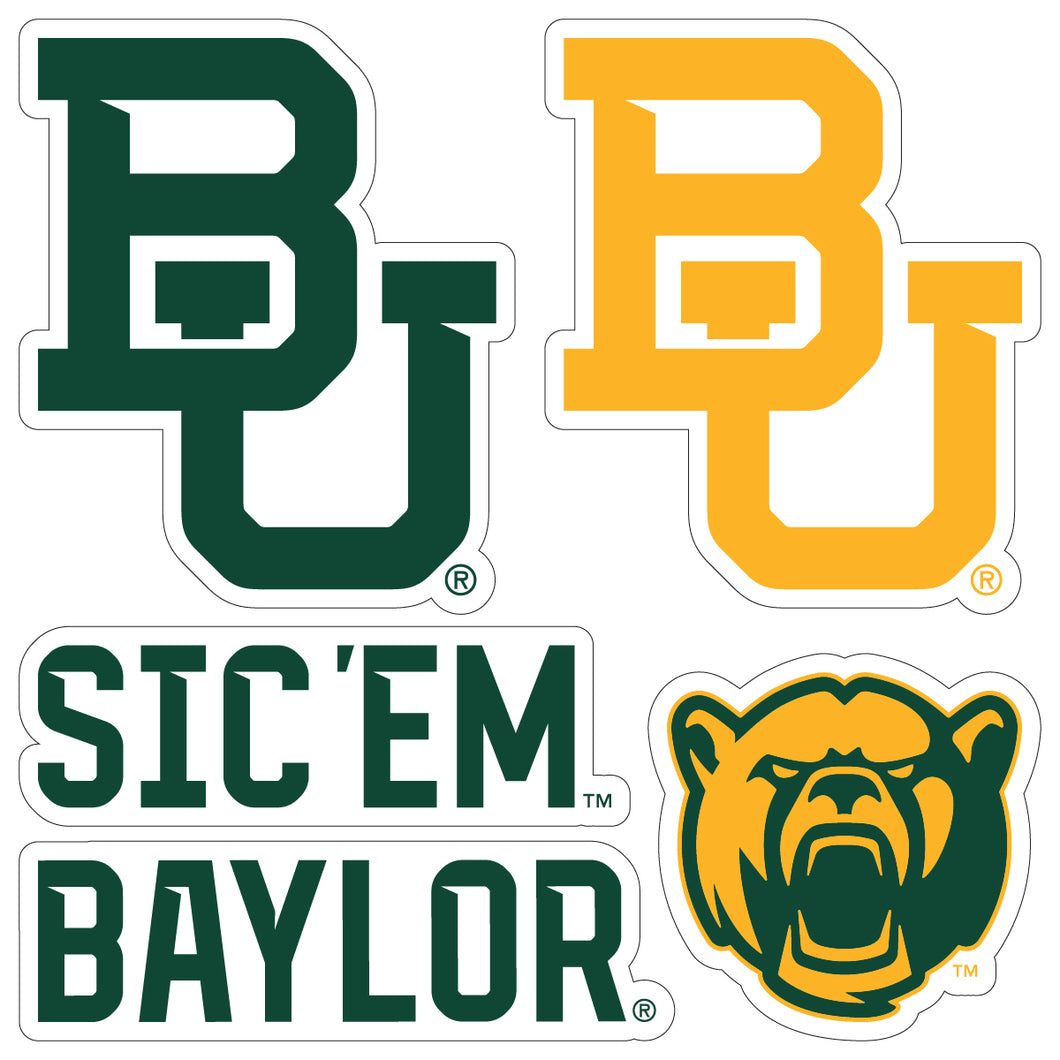 Baylor Bears Officially Licensed College Sticker Multipack - School Spirit Decal Set 5-Pack