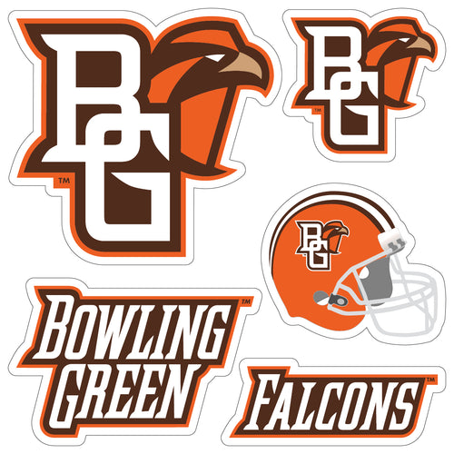 Bowling Green Falcons Officially Licensed College Sticker Multipack - School Spirit Decal Set 5-Pack