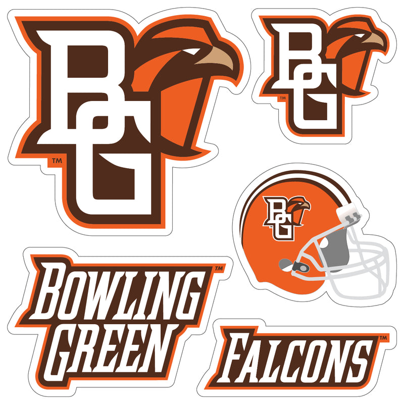 Bowling Green Falcons Officially Licensed College Sticker Multipack - School Spirit Decal Set 5-Pack