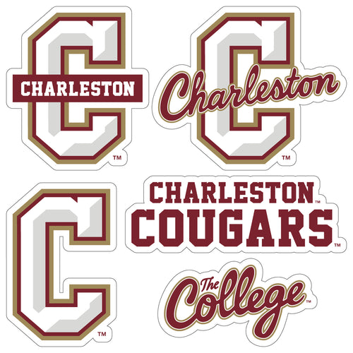 College of Charleston Officially Licensed College Sticker Multipack - School Spirit Decal Set 5-Pack