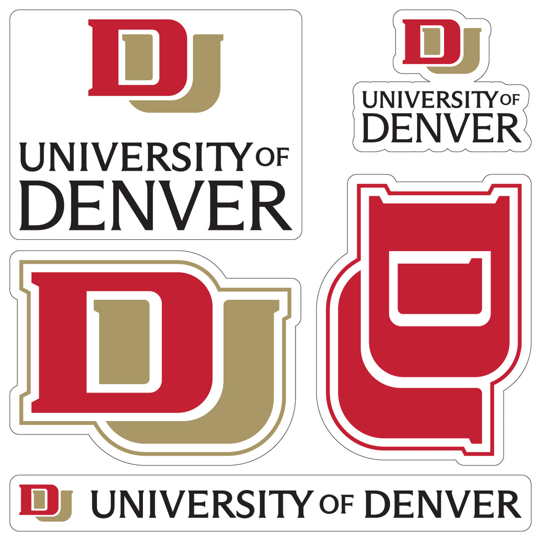 University of Denver Pioneers Officially Licensed College Sticker Multipack - School Spirit Decal Set 5-Pack