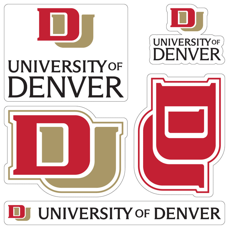 University of Denver Pioneers Officially Licensed College Sticker Multipack - School Spirit Decal Set 5-Pack