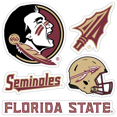 Florida State Seminoles Officially Licensed College Sticker Multipack - School Spirit Decal Set 5-Pack