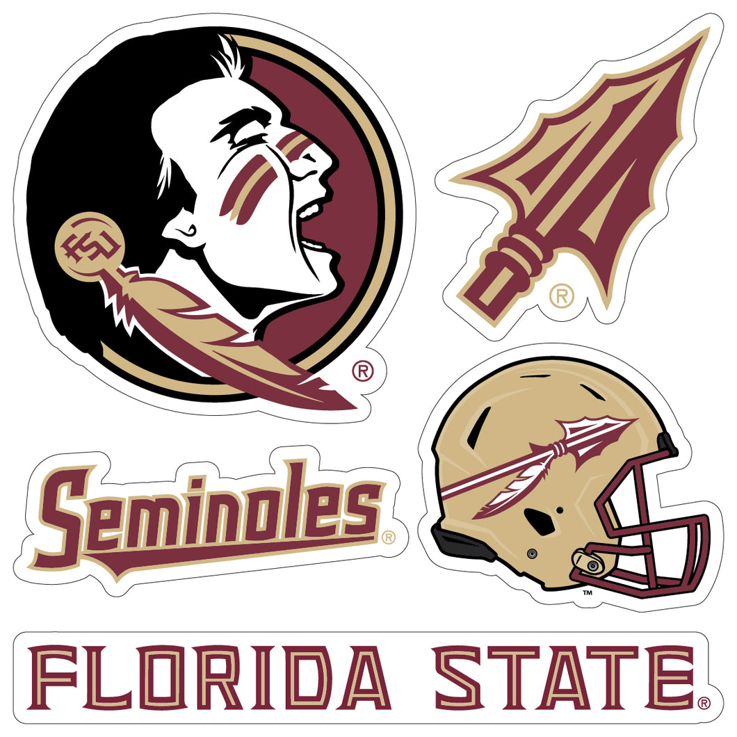 Florida State Seminoles Officially Licensed College Sticker Multipack - School Spirit Decal Set 5-Pack