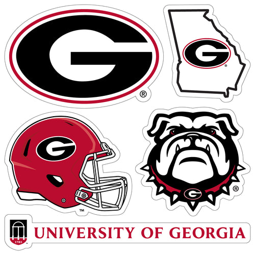 Georgia Bulldogs Officially Licensed College Sticker Multipack - School Spirit Decal Set 5-Pack