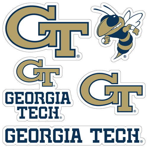 Georgia Tech Yellow Jackets Officially Licensed College Sticker Multipack - School Spirit Decal Set 5-Pack