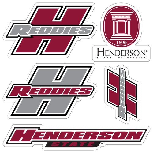 Henderson State Reddies Officially Licensed College Sticker Multipack - School Spirit Decal Set 5-Pack