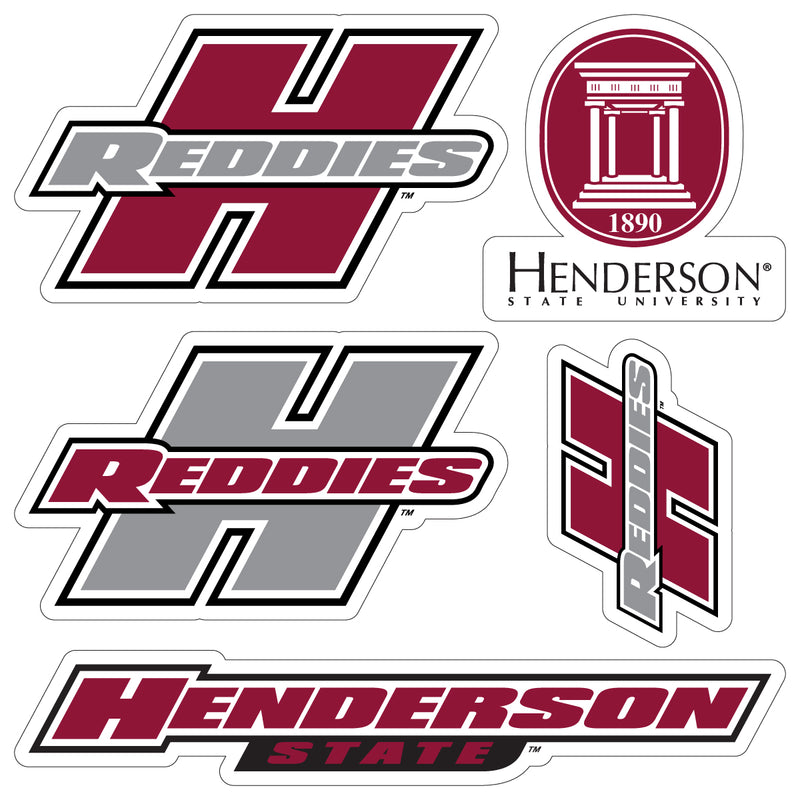 Henderson State Reddies Officially Licensed College Sticker Multipack - School Spirit Decal Set 5-Pack