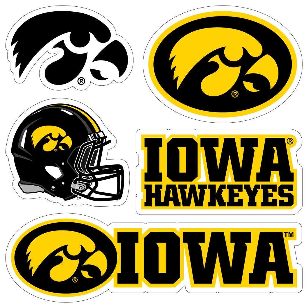 Iowa Hawkeyes Officially Licensed College Sticker Multipack - School Spirit Decal Set 5-Pack