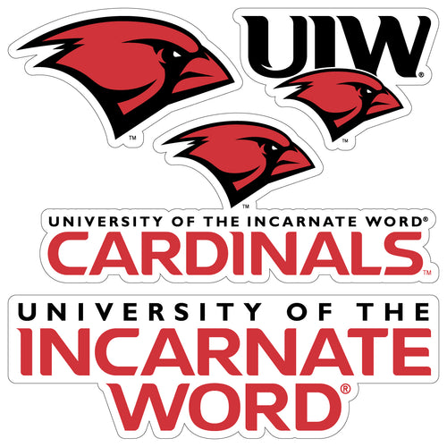 Incarnate Word Cardinals Officially Licensed College Sticker Multipack - School Spirit Decal Set 5-Pack