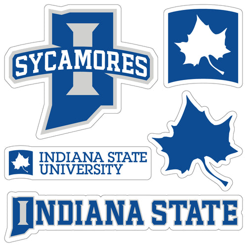 Indiana State University Officially Licensed College Sticker Multipack - School Spirit Decal Set 5-Pack