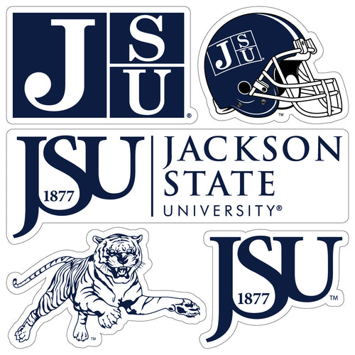 Jackson State University Officially Licensed College Sticker Multipack - School Spirit Decal Set 5-Pack