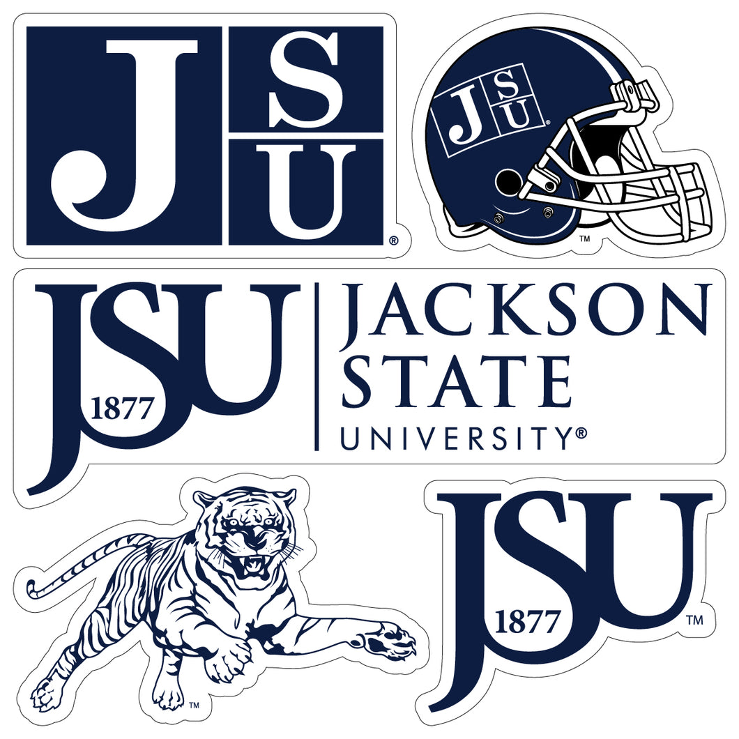 Jackson State University Officially Licensed College Sticker Multipack - School Spirit Decal Set 5-Pack