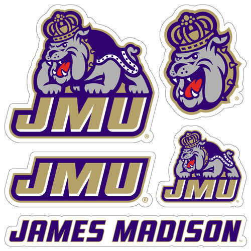 James Madison Dukes Officially Licensed College Sticker Multipack - School Spirit Decal Set 5-Pack